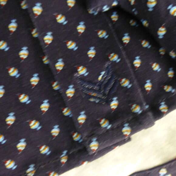 Buttercloth Shirt Mens Large Button Up Icy Cotton Geometric Blue NWT - Picture 5 of 14